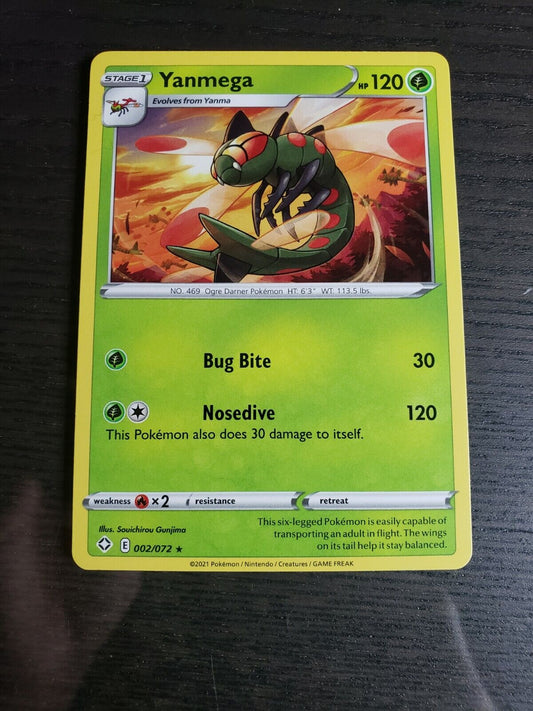Pokémon TCG Shining Fates Yanmega 2/72 Regular Rare Card NM 2021