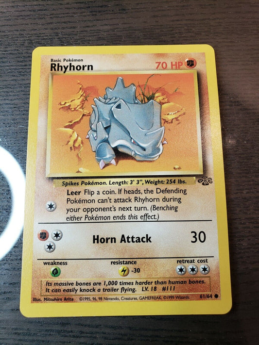 1999 Rhyhorn, Pokemon Jungle Set, 61/64, common card WOTC 