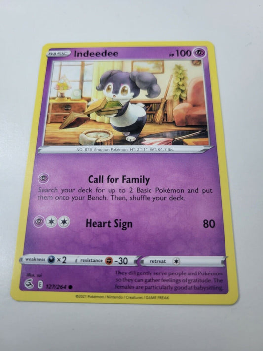 Pokémon TCG Indeedee Fusion Strike 127/264 Regular Common Card NM 2021