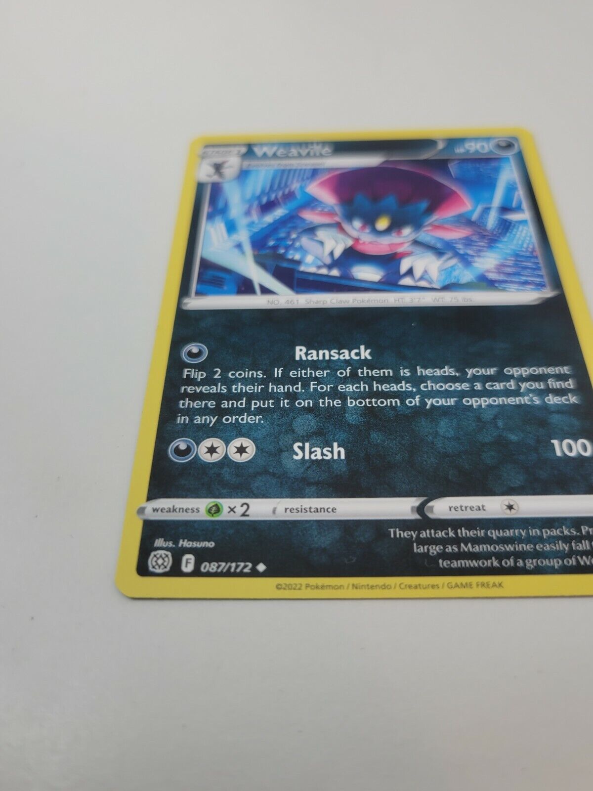 Pokemon TCG Brilliant Stars Weavile 87/172 Regular Uncommon Card NM 2022