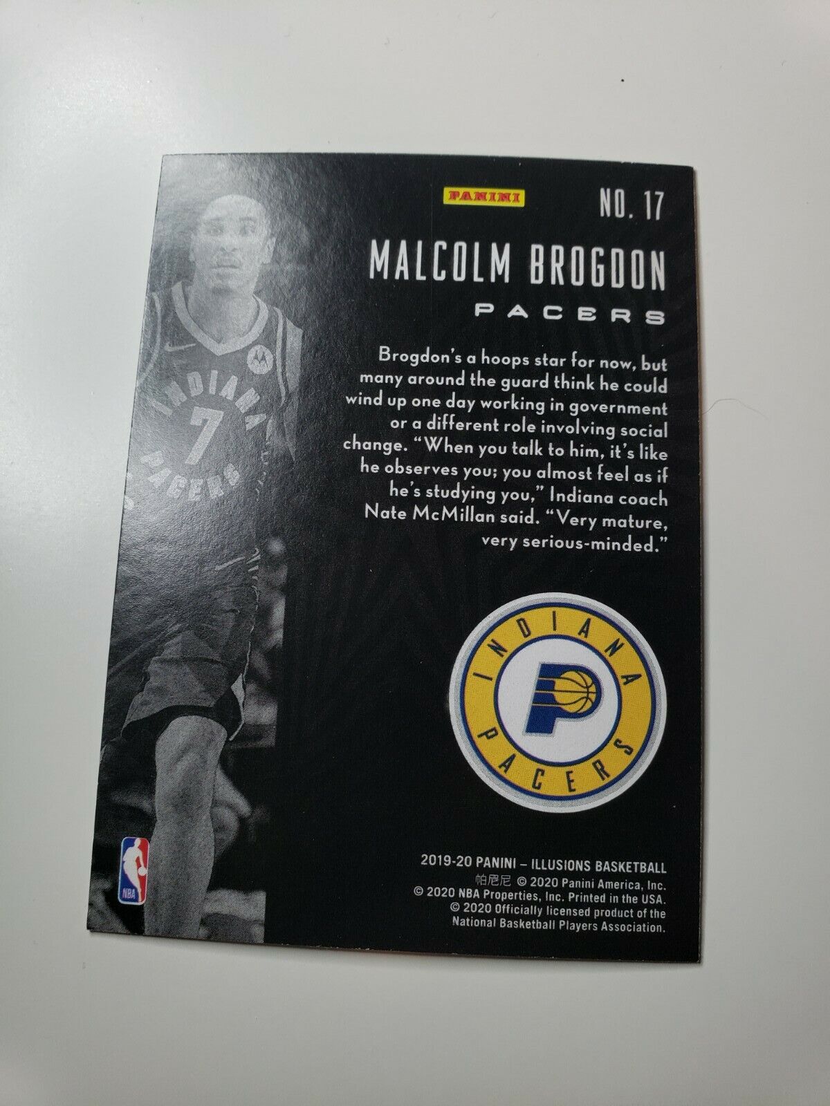 2019-20 Panini Illusions Basketball #17 MALCOLM BROGDON Indiana Pacers Base Card