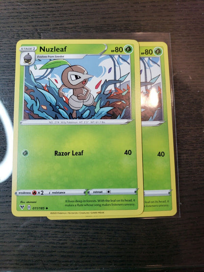 Pokemon TCG Vivid Voltage Nuzleaf Regular Uncommon Card 011/185 NM 2020