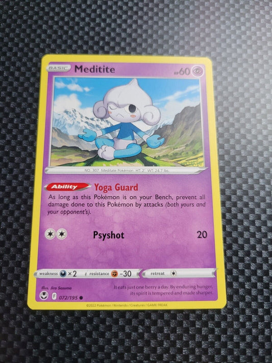 Pokémon TCG Meditite Silver Tempest 072/195 Regular Common Card NM 2022