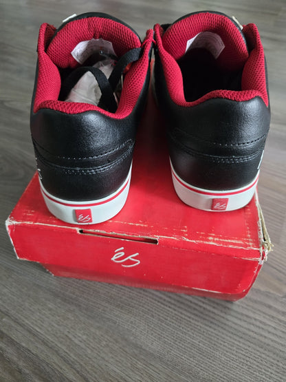 Es Theory low Black/Red leather Justin Eldridge Vintage Skate shoes Sz 9