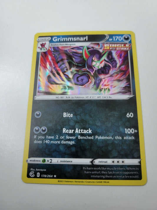 Pokémon TCG Grimmsnarl Fusion Strike 178/264 Holo Rare card NM 2021