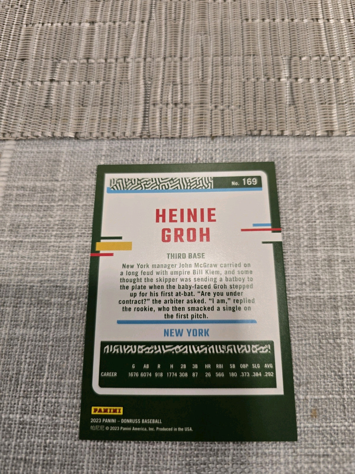 2023 Panini Donruss Holo Red #169 Heinie Groh 1553/2023 Baseball Card NM