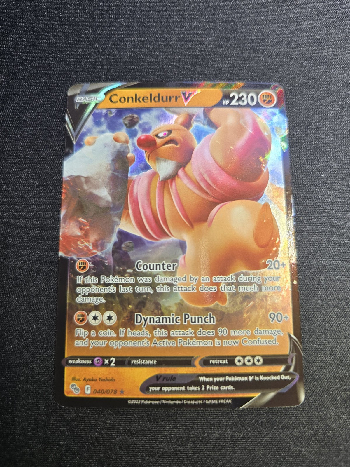Conkeldurr V 040/078 Holo Full ART Card Pokemon GO Pokemon TCG NM 2022