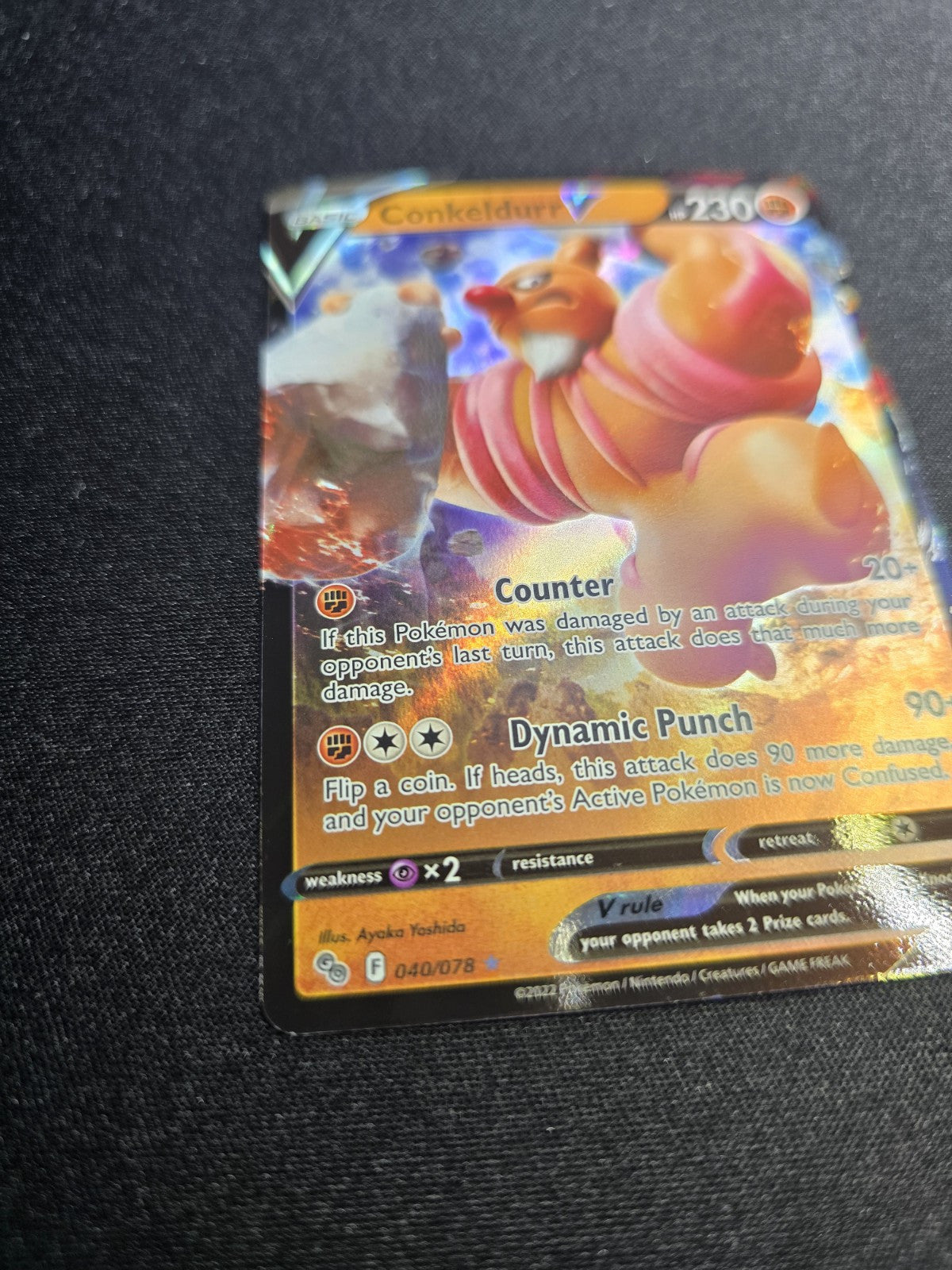 Conkeldurr V 040/078 Holo Full ART Card Pokemon GO Pokemon TCG NM 2022