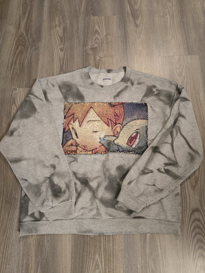 Fuzzyforcefield OOAK Custom Misty Crewneck Sweater Upcycled Size L Handmade 