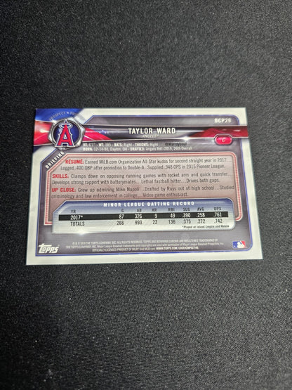 2018 Bowman Taylor Ward Chrome Green Refractor 56/99 BCP29 Los Angeles Angels NM